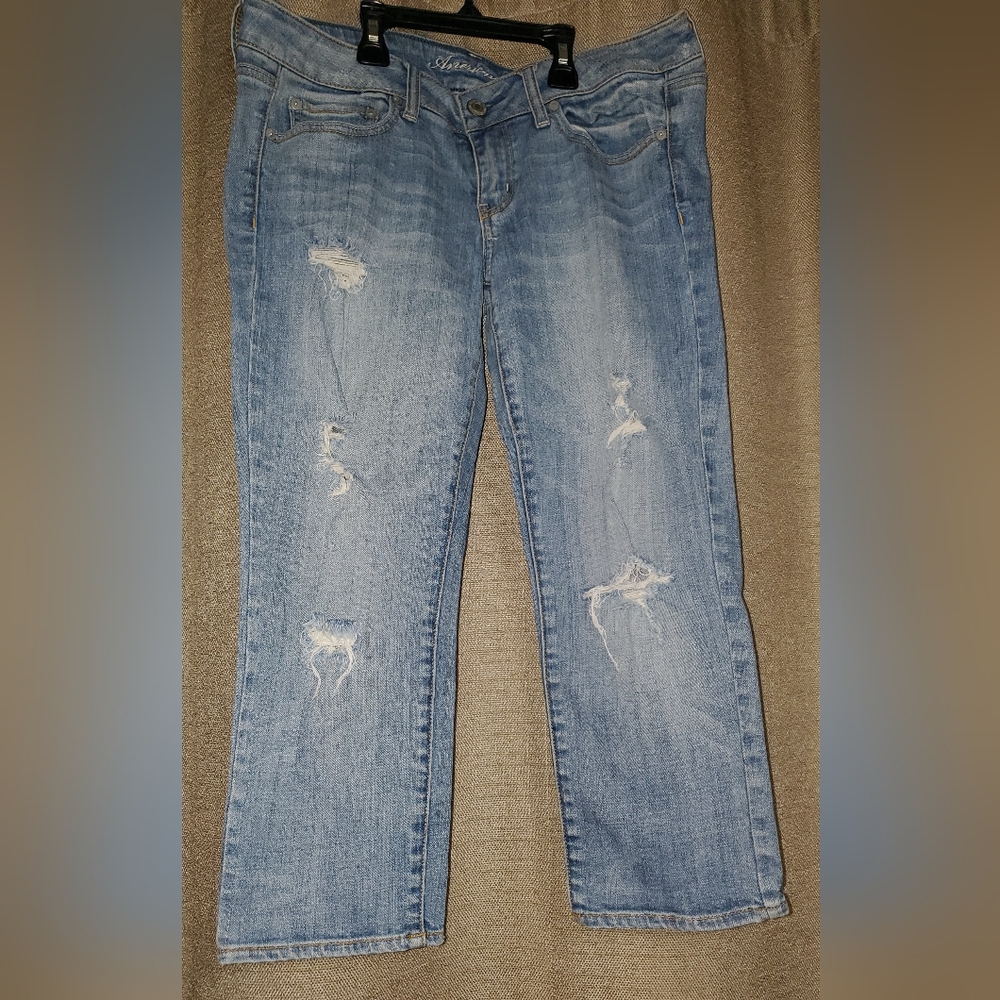 American Eagle Distressed stretch skinny Cropped Jeans / Capris 8R Feb 2010